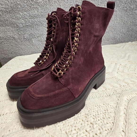 Sam Edelman LOVRIN Suede Leather Chain Platform Combat Ankle Boots 8.5 NEW - Picture 1 of 11